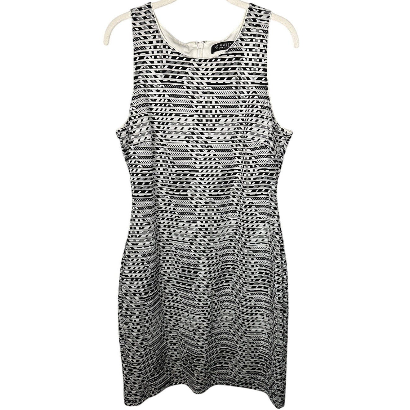 Guess Los Angeles Black & White Striped Abstract Sleeveless Dress Women's 10